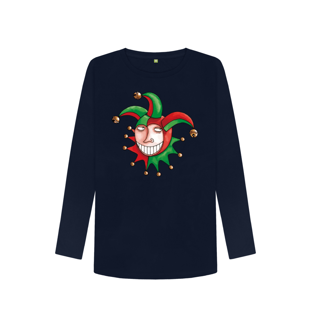Navy Blue Printed Long Sleeve T Shirt Front