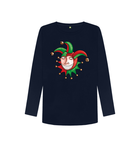 Navy Blue Printed Long Sleeve T Shirt Front