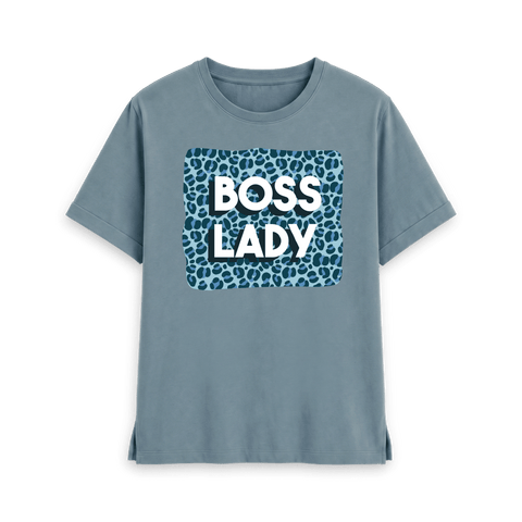 Stone Blue Printed T-shirt Front