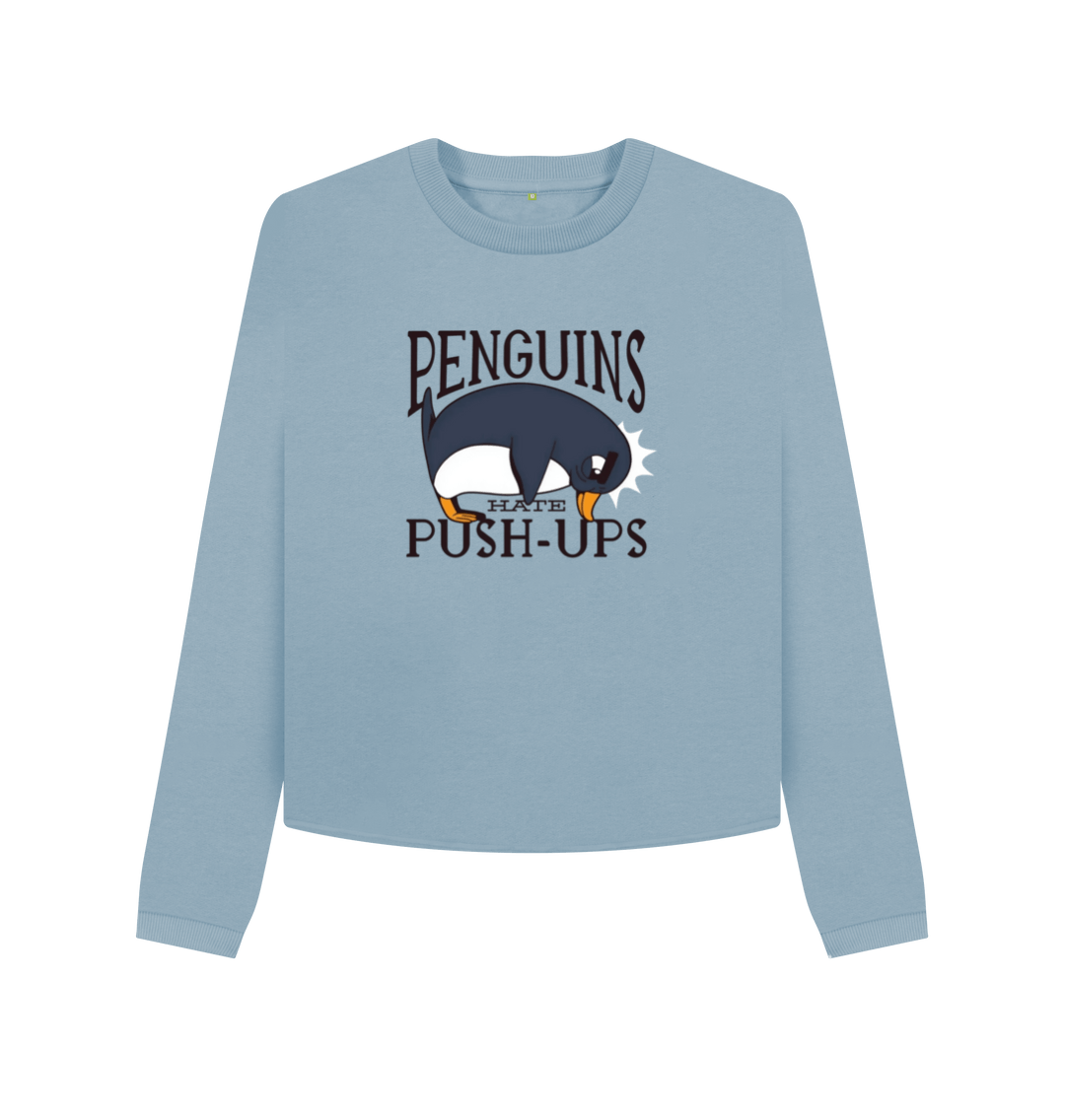 Stone Blue Printed Boxy Jumpers Front