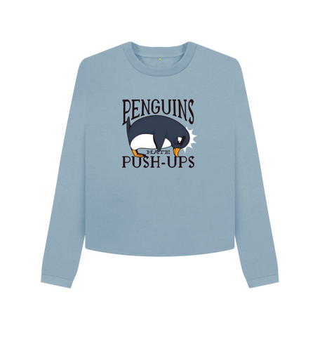 Stone Blue Printed Boxy Jumpers Front