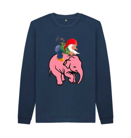 Navy Blue Printed Sweater Front