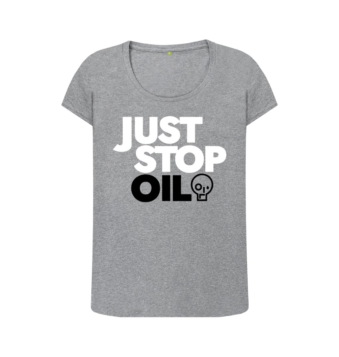 Athletic Grey Just Stop Oil Women's Scoop Neck T-shirt