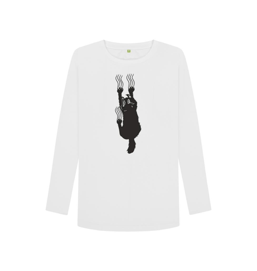 White Printed Long Sleeve T Shirt Front