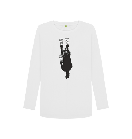 White Printed Long Sleeve T Shirt Front