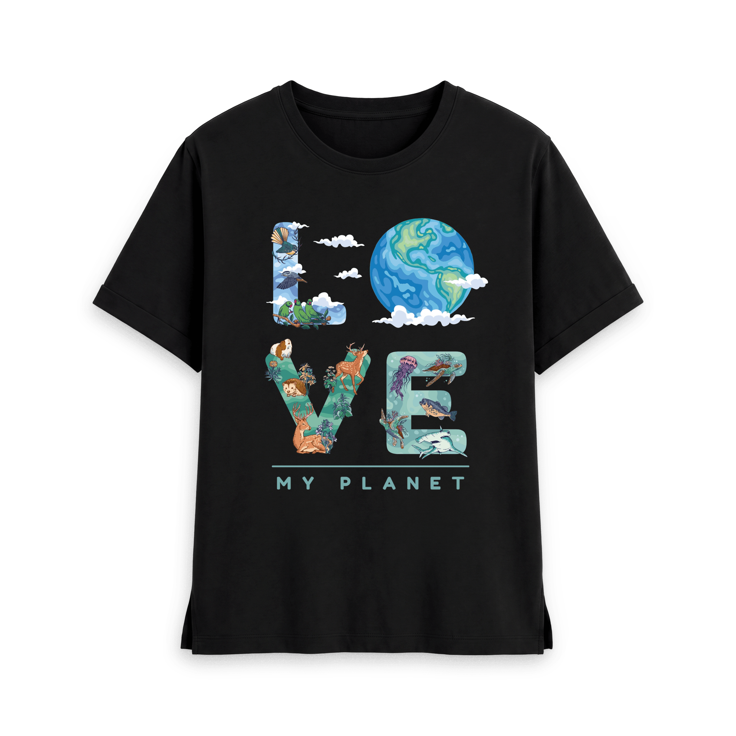 Black Printed T-shirt Front