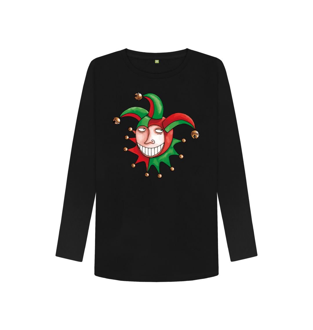 Black Printed Long Sleeve T Shirt Front