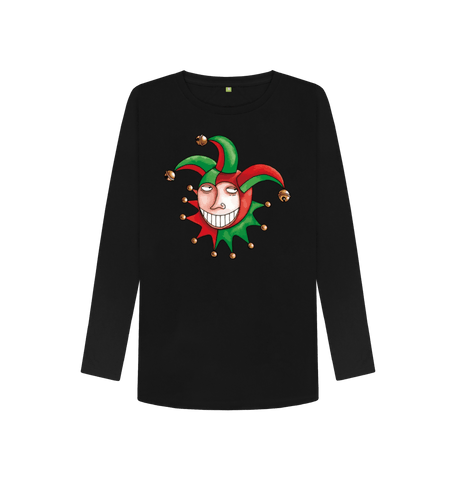 Black Printed Long Sleeve T Shirt Front