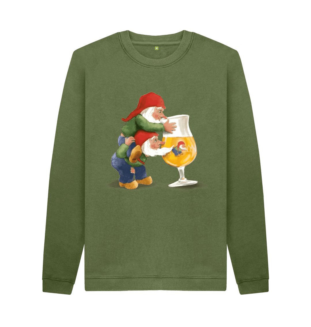Khaki Gnomes Drinking La Chouffe Men's Crew Neck Sweater