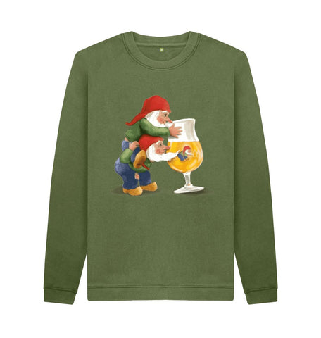 Khaki Gnomes Drinking La Chouffe Men's Crew Neck Sweater