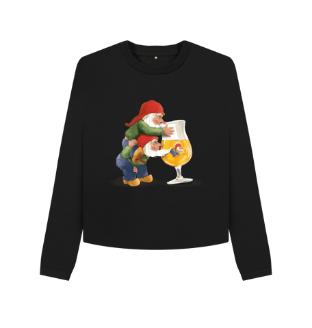 Black Printed Boxy Jumpers Front