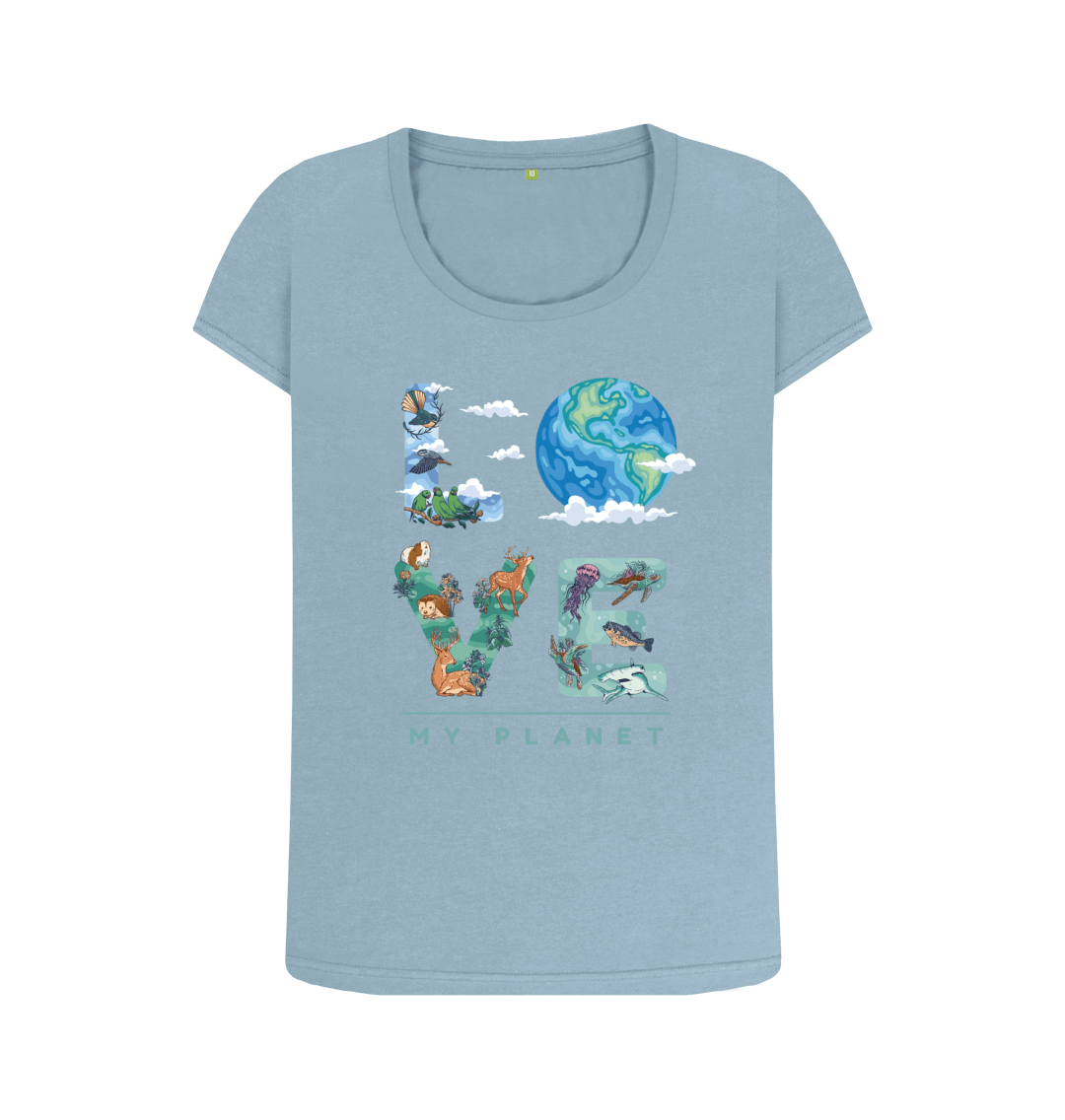 Stone Blue Printed T-shirt Front