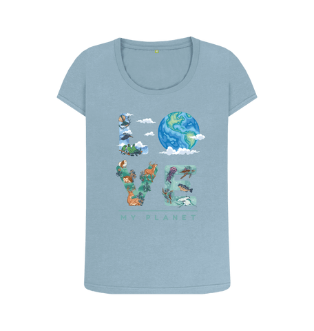 Stone Blue Printed T-shirt Front