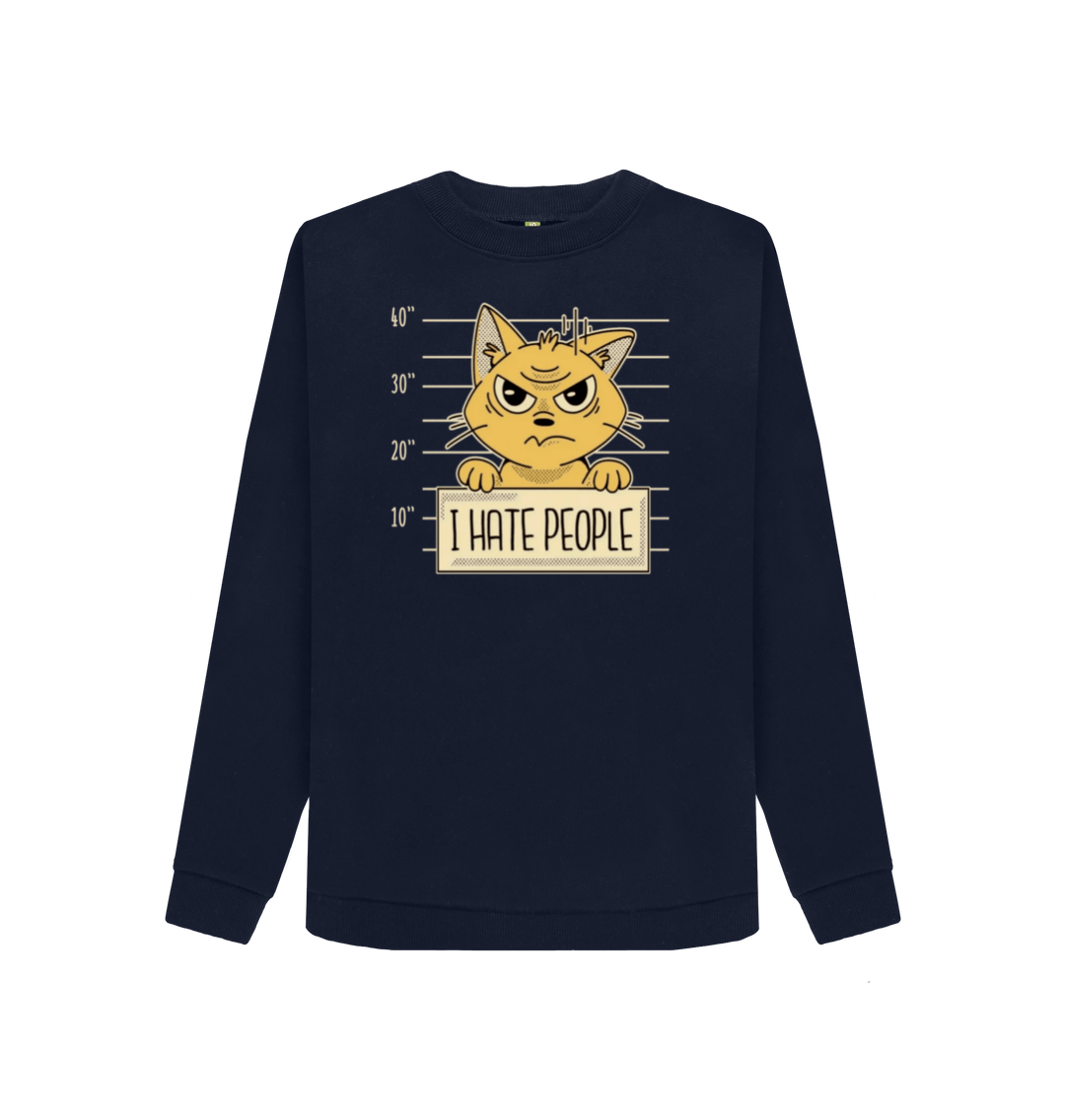 Navy Blue Printed Sweater Front