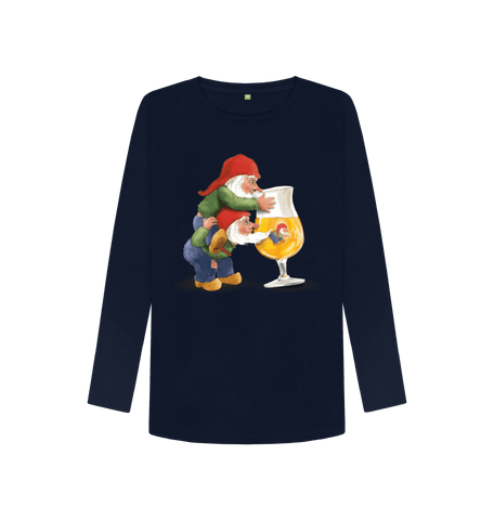 Navy Blue Printed Long Sleeve T Shirt Front