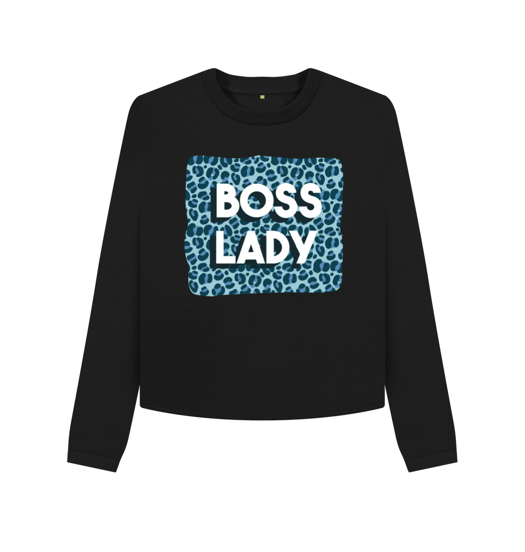 Black Printed Boxy Jumpers Front