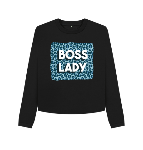 Black Printed Boxy Jumpers Front