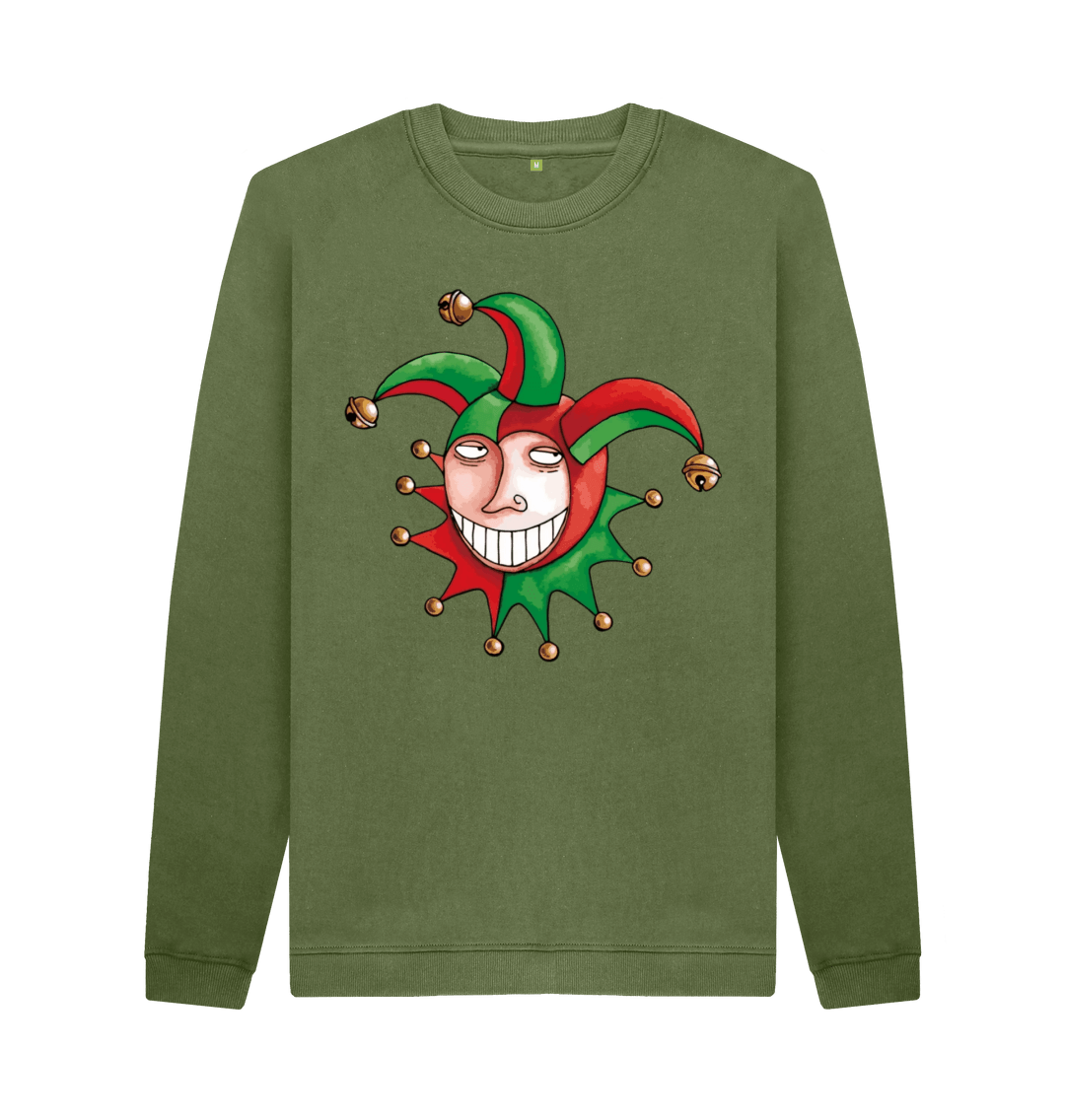 Khaki Printed Sweater Front