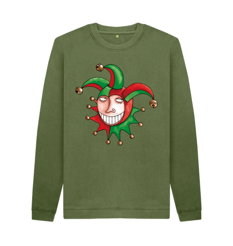 Khaki Printed Sweater Front