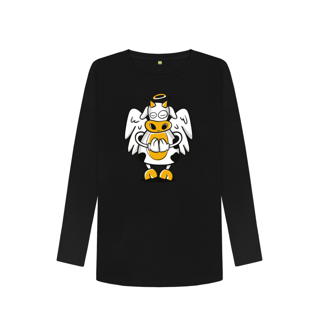 Black Printed Long Sleeve T Shirt Front
