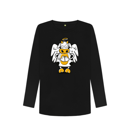 Black Printed Long Sleeve T Shirt Front