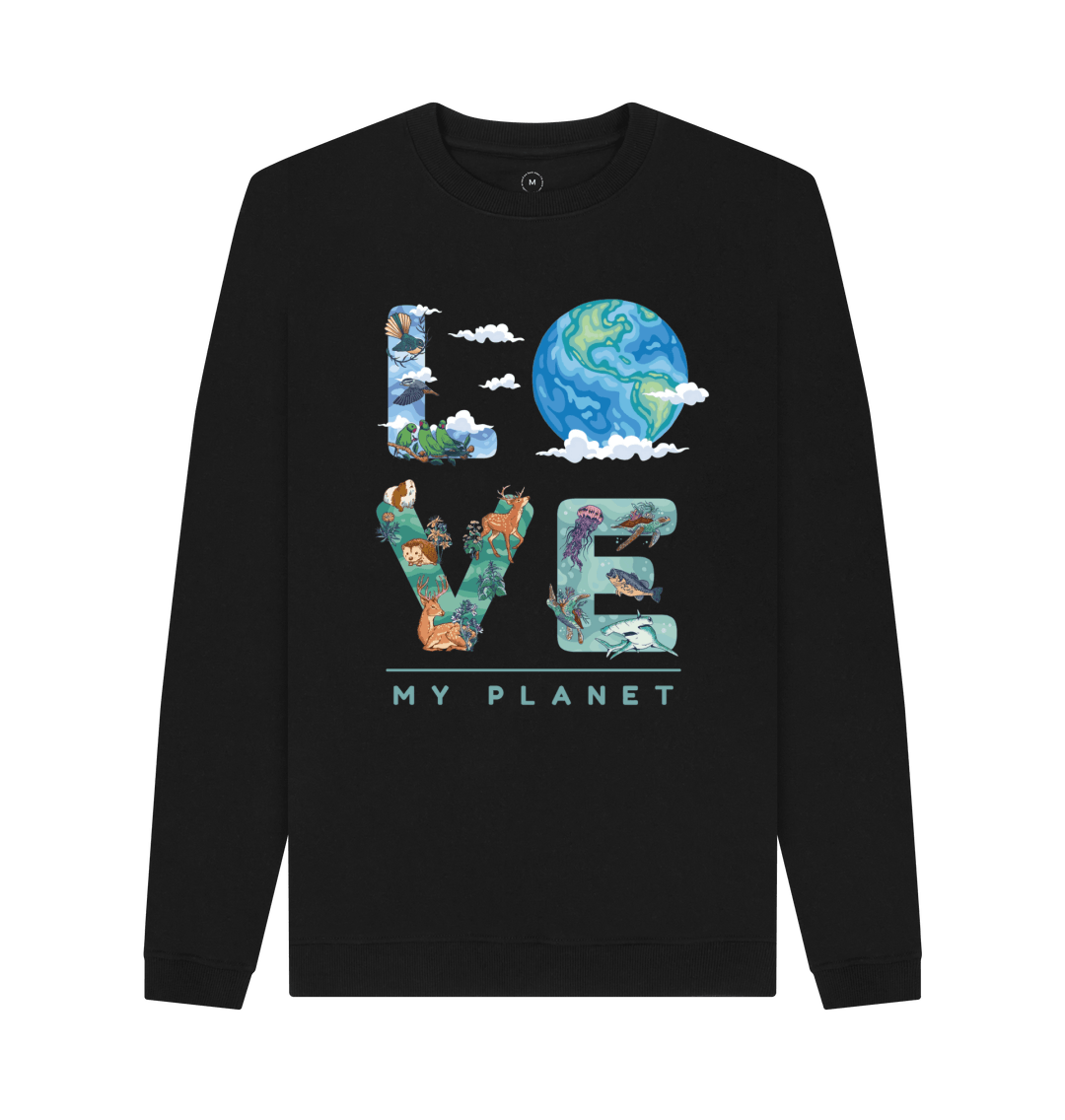 Black Recycled Printed Sweater Front