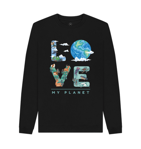 Black Recycled Printed Sweater Front