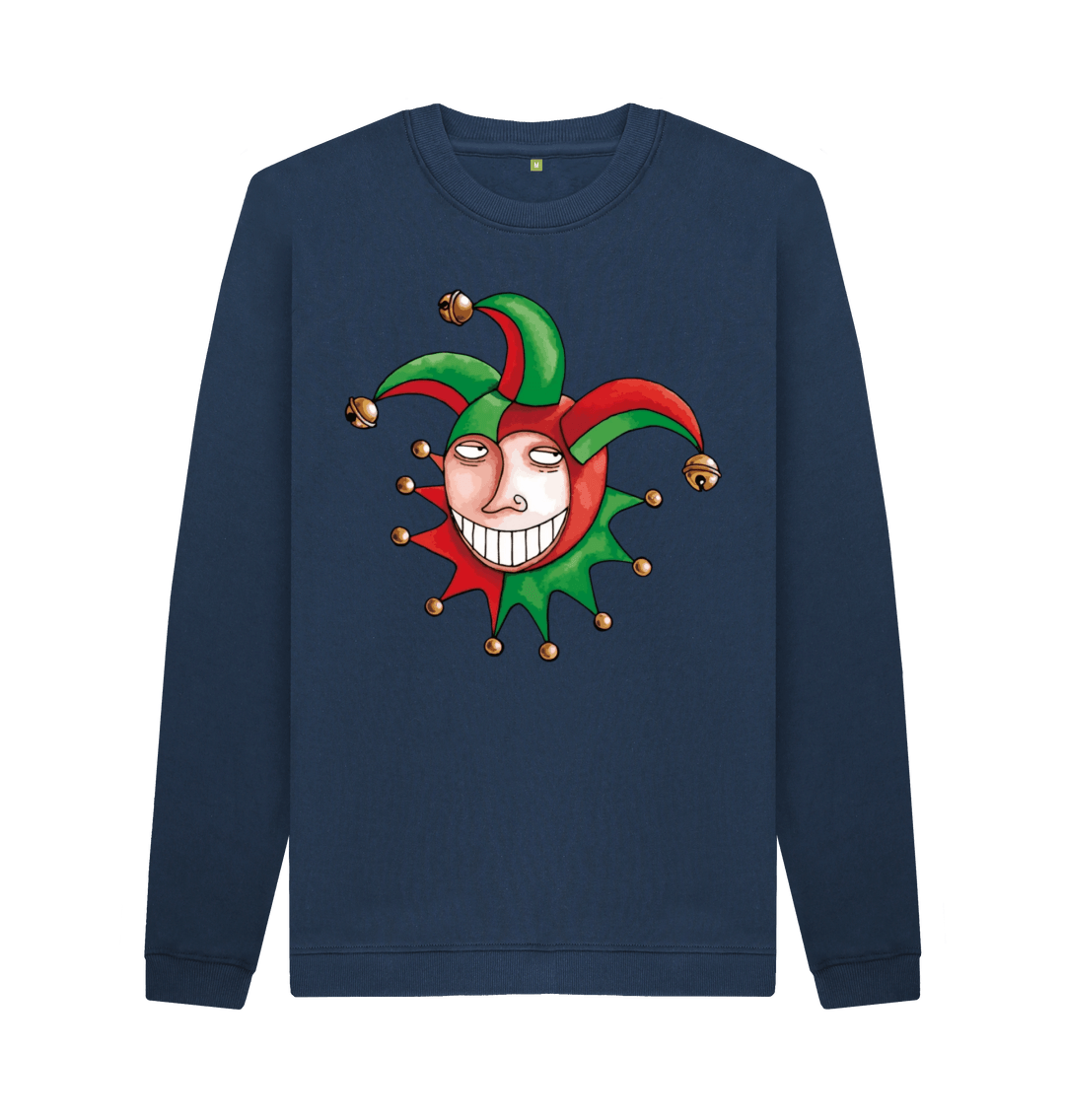 Navy Blue Printed Sweater Front