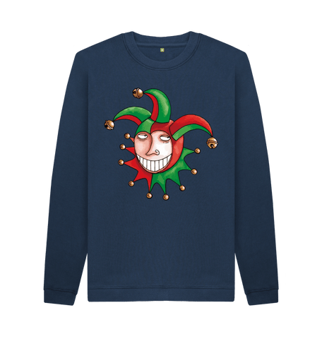 Navy Blue Printed Sweater Front