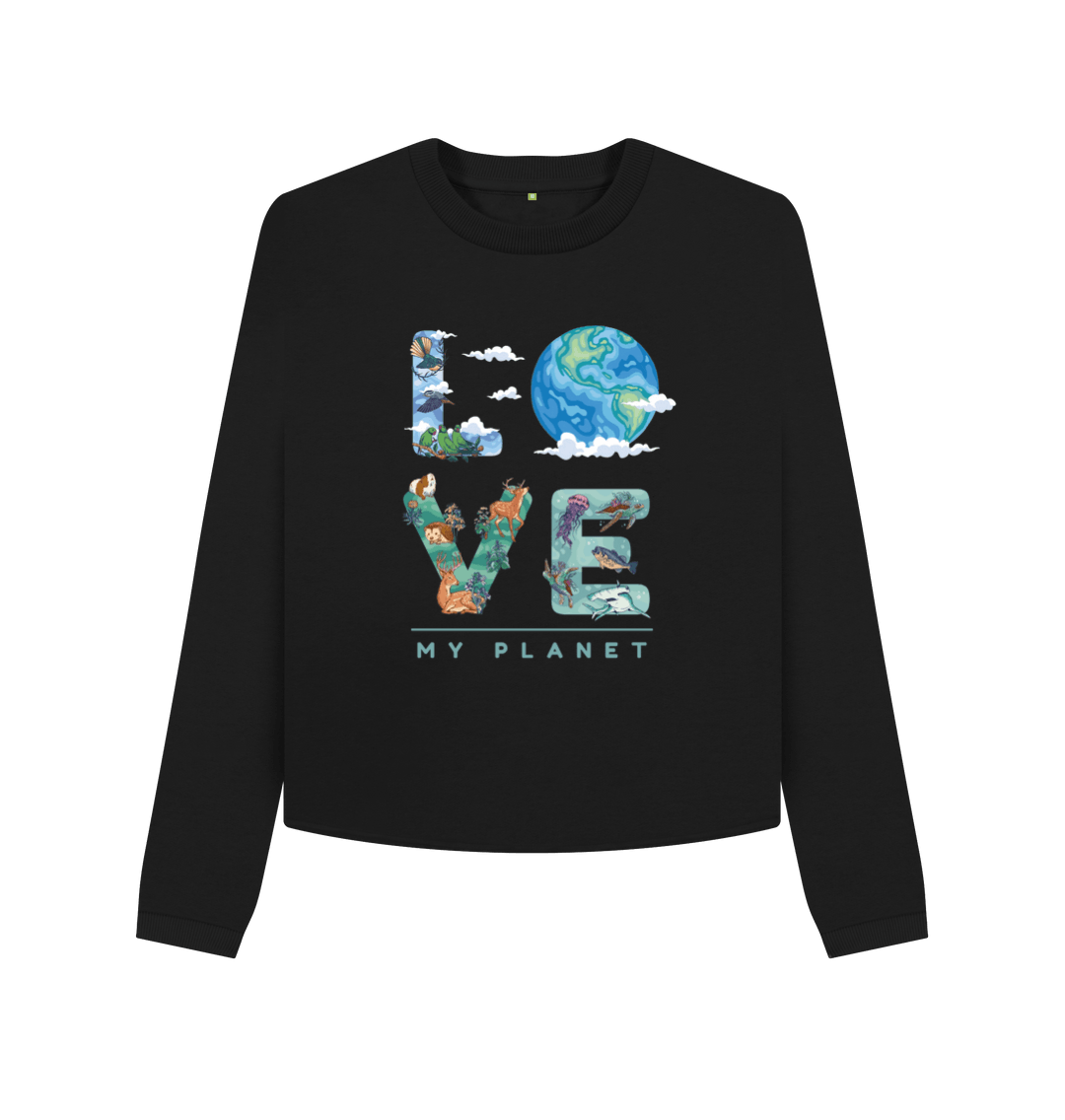 Black Printed Boxy Jumpers Front