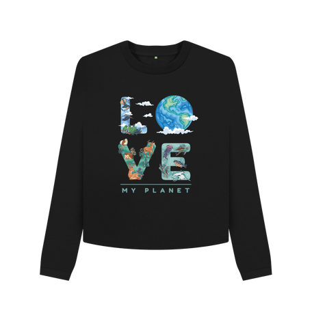 Black Printed Boxy Jumpers Front