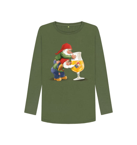 Khaki Gnomes Drinking La Chouffe Women's Long Sleeve T-Shirt