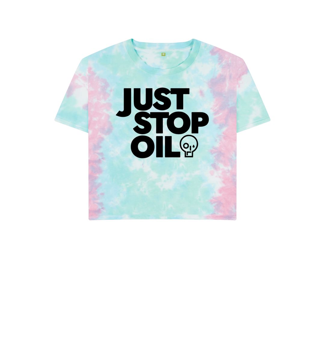 Pastel Tie Dye Just Stop Oil Women's Boxy Tee
