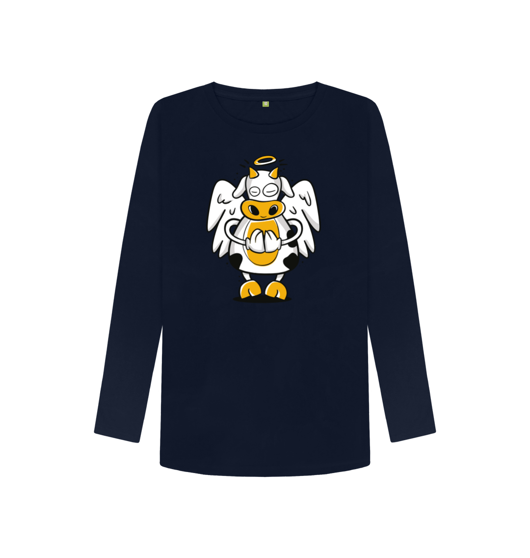 Navy Blue Printed Long Sleeve T Shirt Front