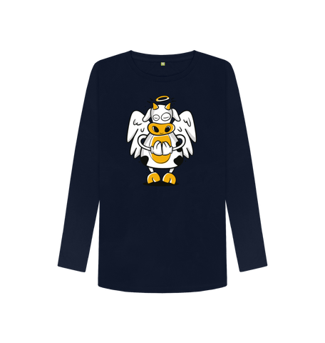 Navy Blue Printed Long Sleeve T Shirt Front