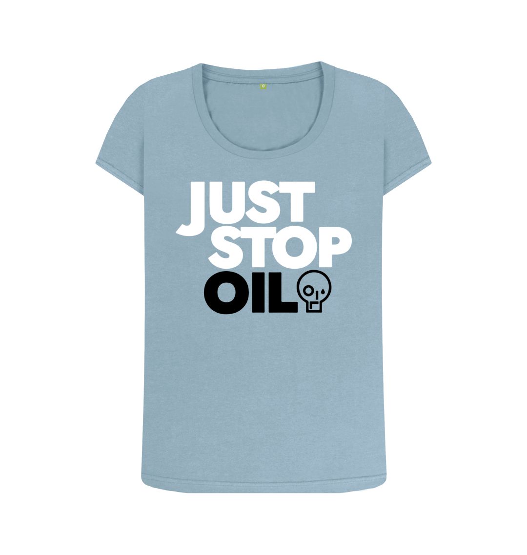 Stone Blue Just Stop Oil Women's Scoop Neck T-shirt