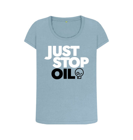 Stone Blue Just Stop Oil Women's Scoop Neck T-shirt