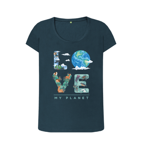 Denim Blue Printed T-shirt Front