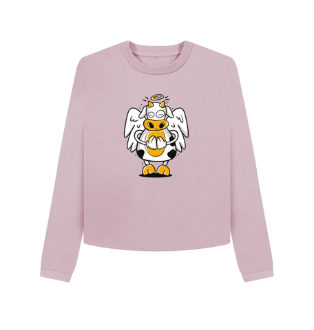 Mauve Printed Boxy Jumpers Front