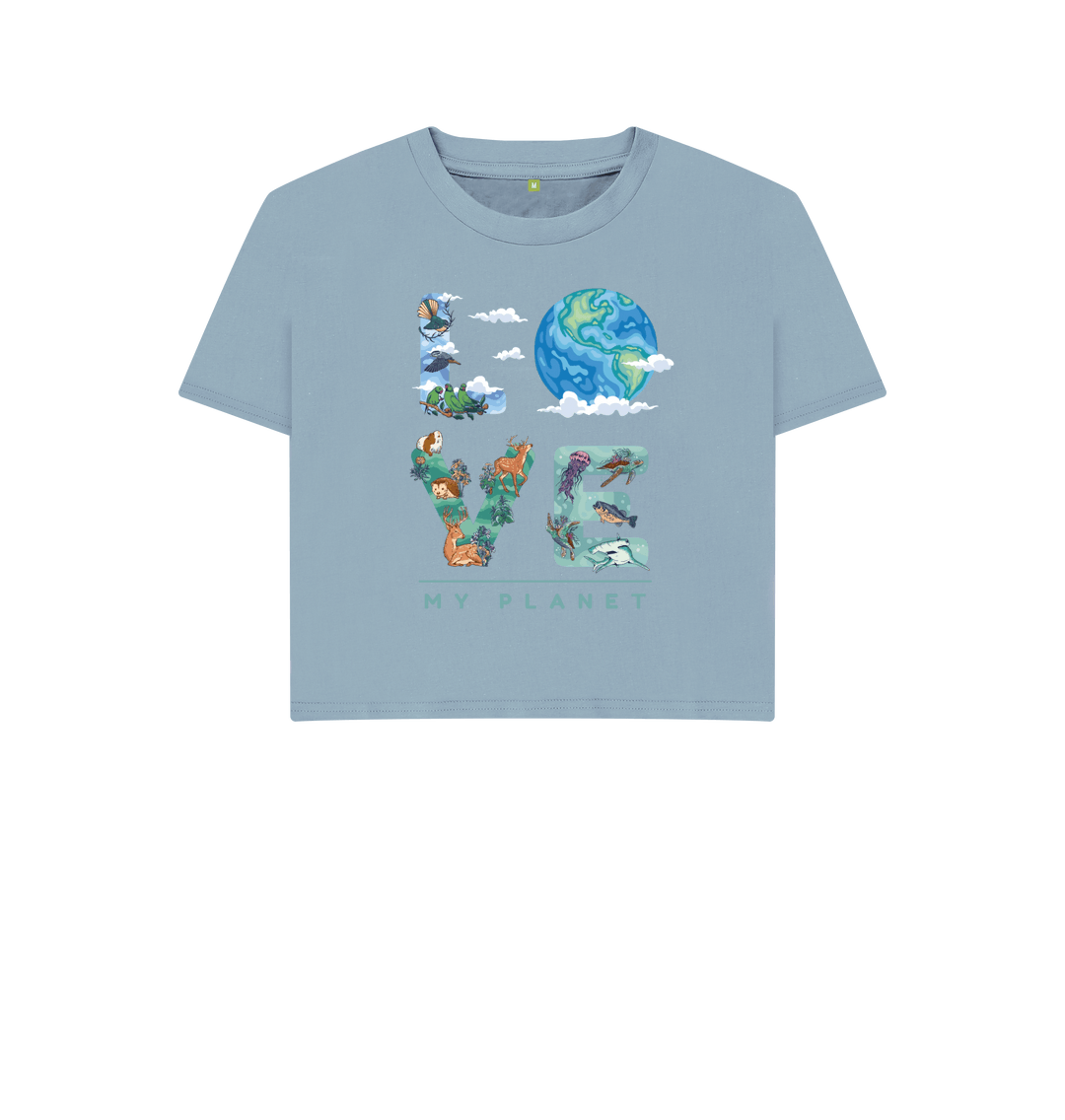 Stone Blue Printed T-shirt Front