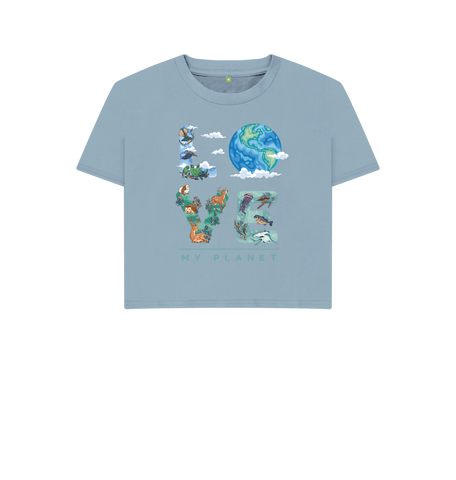 Stone Blue Printed T-shirt Front