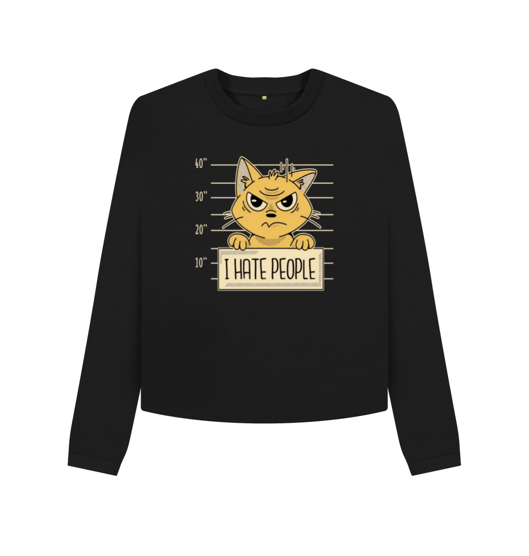 Black Printed Boxy Jumpers Front