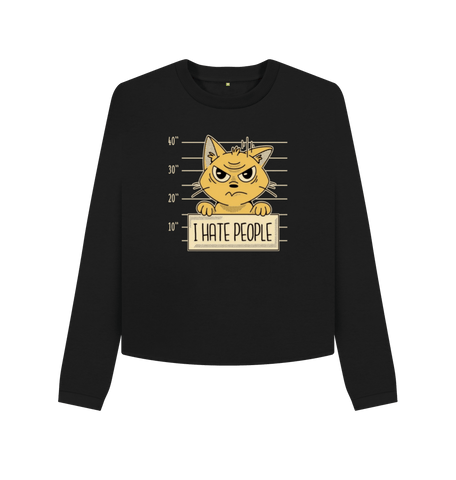 Black Printed Boxy Jumpers Front