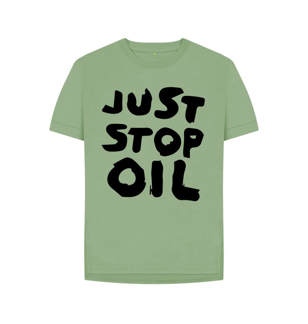 Sage Just Stop Oil x Skull Women's Relaxed Fit Tee