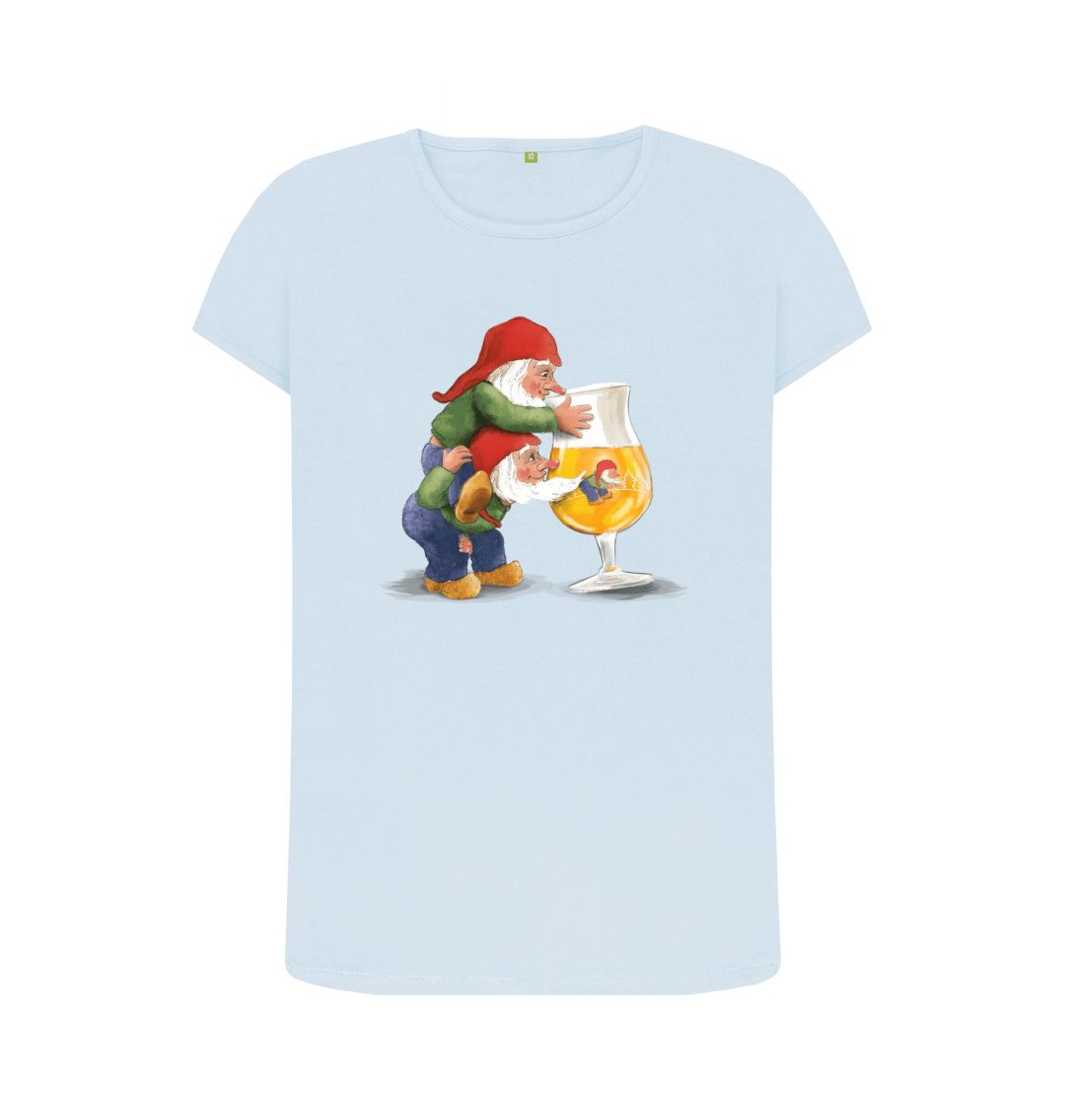 Sky Blue Gnomes Drinking La Chouffe Women's Crew Neck T-Shirt
