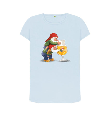 Sky Blue Gnomes Drinking La Chouffe Women's Crew Neck T-Shirt