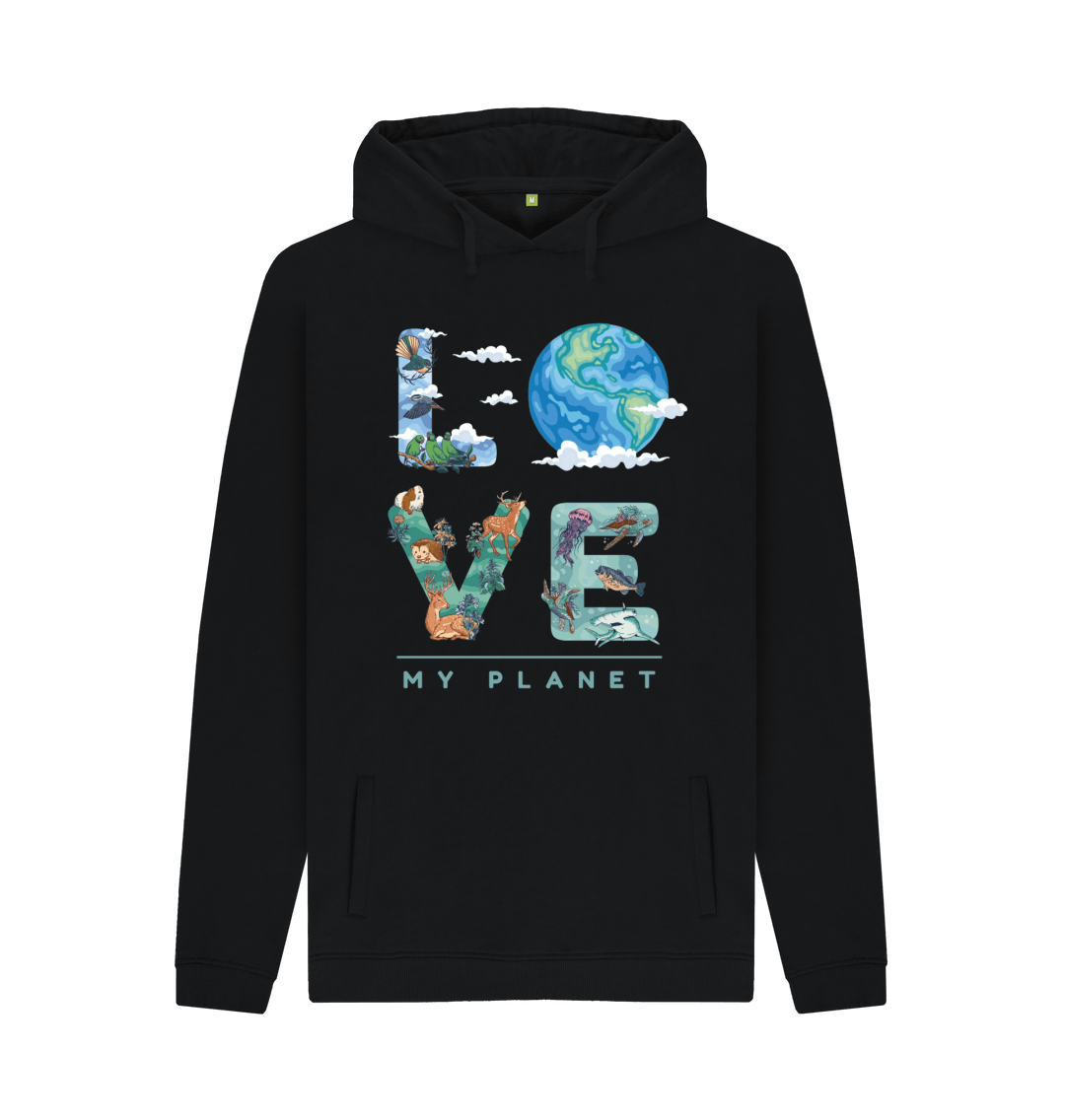 Black Printed Hoody Front