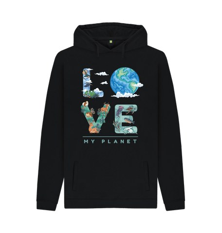 Black Printed Hoody Front