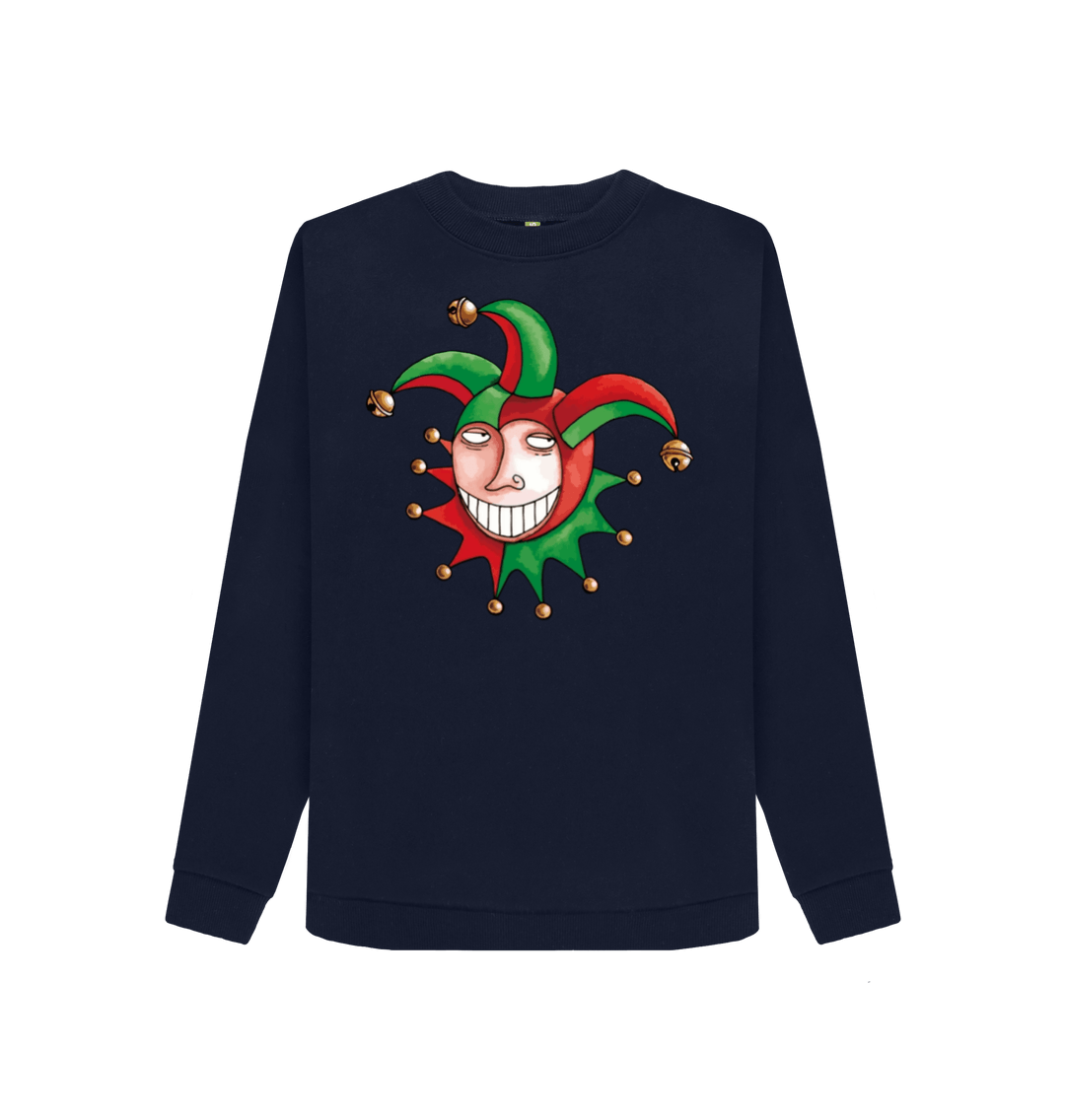 Navy Blue Printed Sweater Front