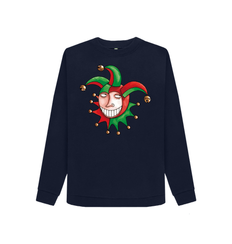 Navy Blue Printed Sweater Front